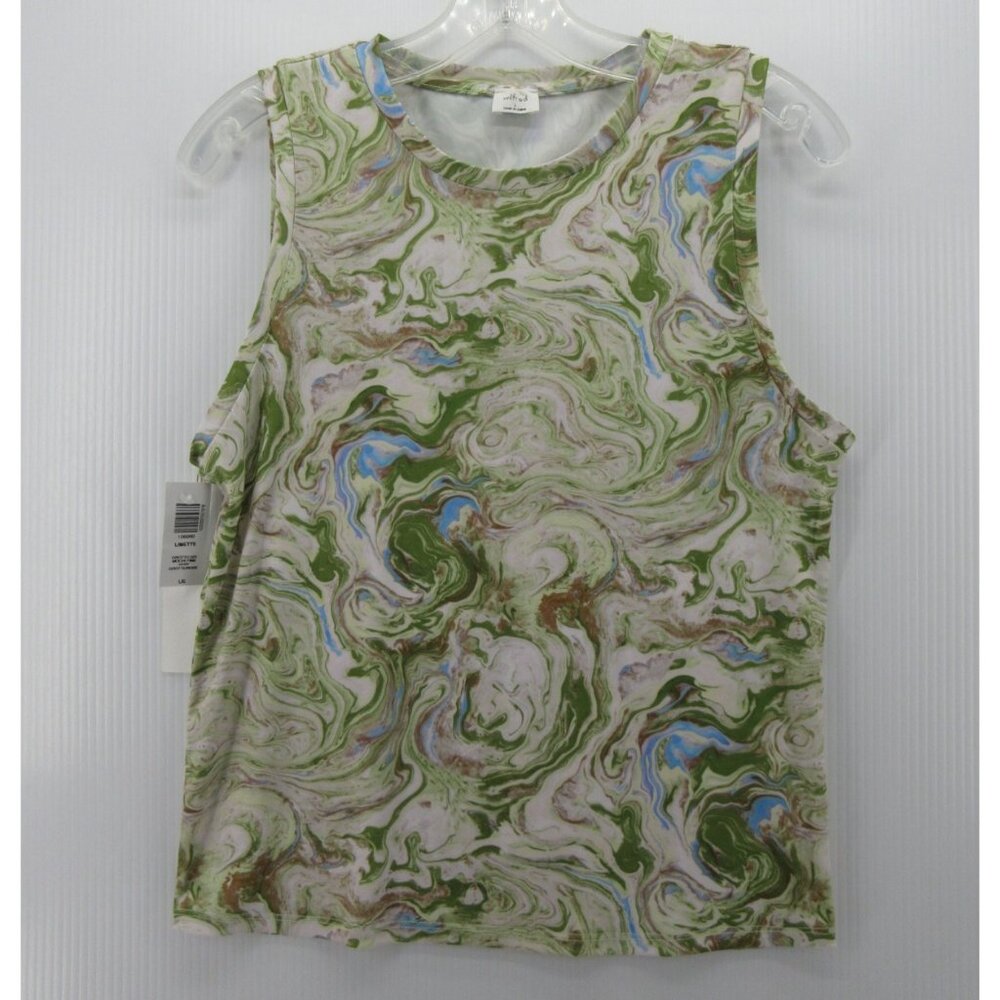 Aritzia Wilfred Top Large Tank Shirt Abstract Swirl Pullover NEW